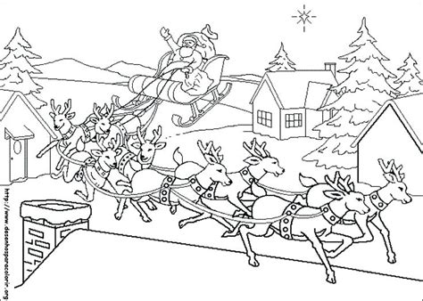 Santa And His Reindeer Coloring Pages At Free