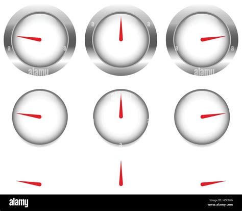 Generic Gauges Dials With Red Clock Hand Pointer Stock Vector Image