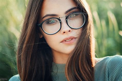 Woman Wearing Black Frame Eyeglasses Hd Wallpaper Wallpaper Flare
