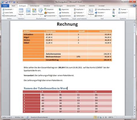 Office 2010 Tipp Tabellen Mit Word 2010 Erstellen Für Einfache