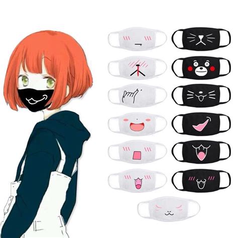 Anime Face Mask Kaomoji Kun Emoticon Mouth Muffle Cotton Anti Dust Face Mask Masks