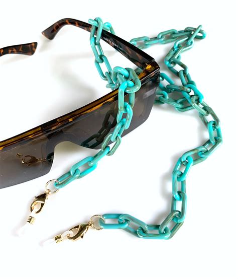 Two Tone Tortoise Sunglass Chain Turquoise Sunglass Chain Etsy