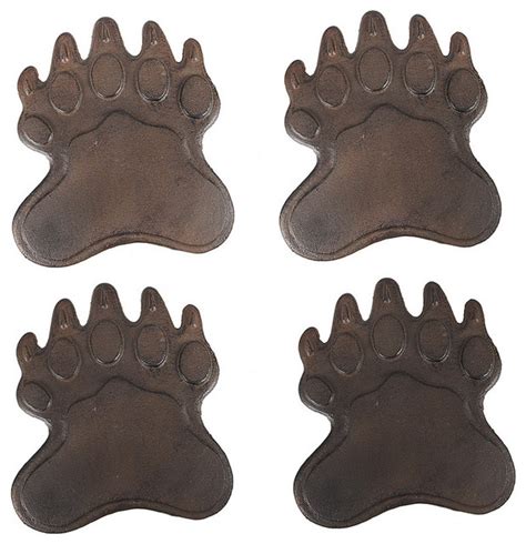 Set Of 4 Cast Iron Bear Footprint Garden Stepping Stones