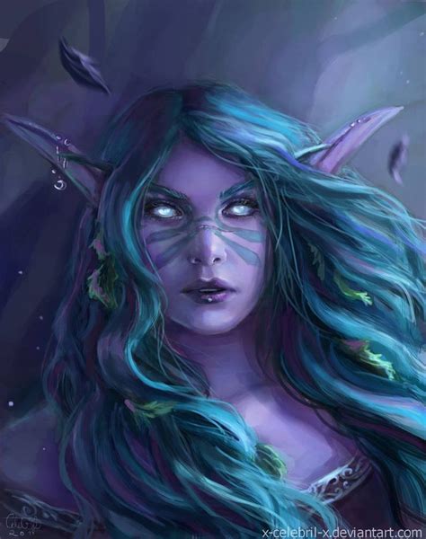 Night Elf Portrait Commission By X Celebril X On Deviantart Night Elf Warcraft Art Dark