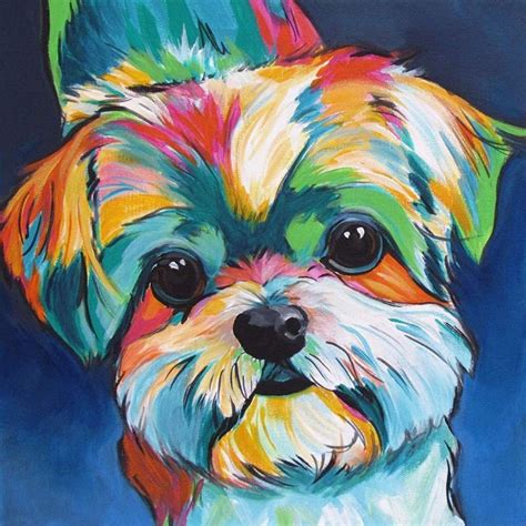 Cute Colourful Dog Paint By Numbers Kit Wall Art Dog Paint By Etsy Uk