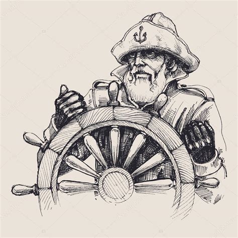 Портрет векторного рисунка моряка Векторное изображение ©danussa 118517452