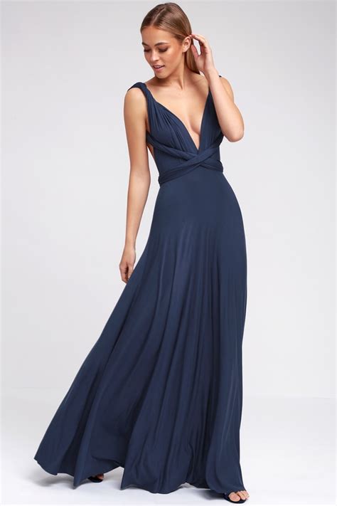 Awesome Navy Blue Dress Maxi Dress Wrap Dress 78 00