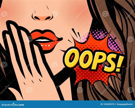 Surprised Woman Oops Vector Illustration In Pop Art Retro Comic Style