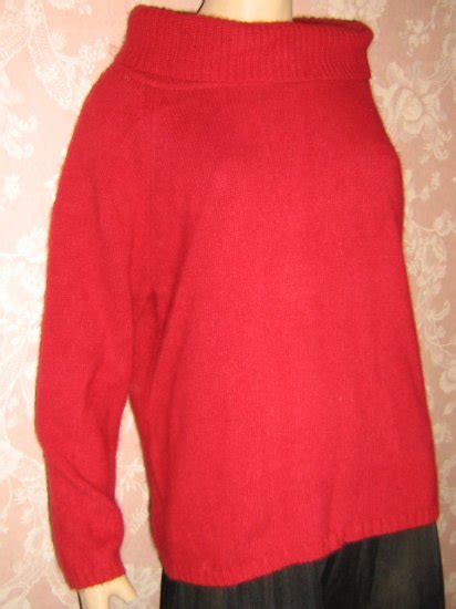 Red Angora Cowl Neck Sweater Fluffy Soft Slouchy Boyfriend L