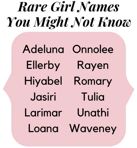 100 Girl Names Youve Never Heard Before 💕