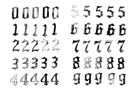 Gothic Calligraphy Fonts Numbers