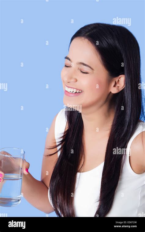 Indian Beautiful Lady Drinking Water Stock Photo Alamy