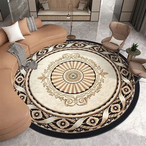 Thickness Luxury Large Round Rugs Classic Pattern Circle Carpet For