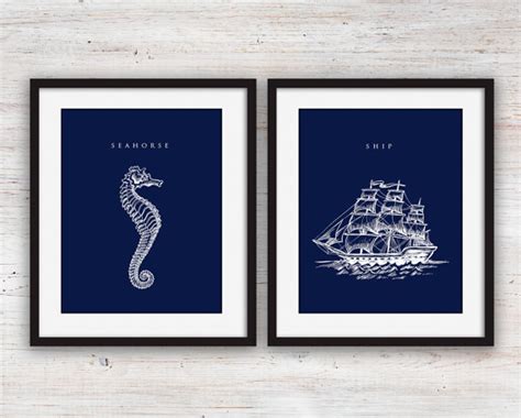 two blue nautical art prints 8x10 etsy canada nautical art diy prints art prints