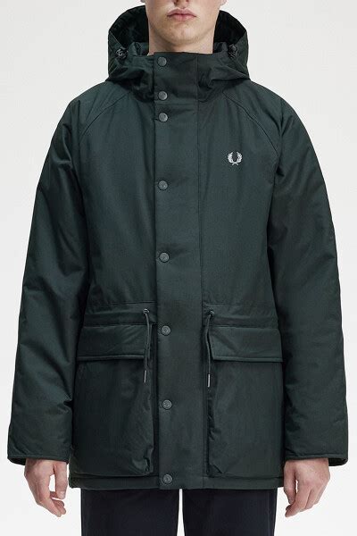 fred perry padded zip through jacket night green 330 00