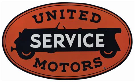 Lot Detail Large United Motors Service Porcelain Sign W Car Graphic