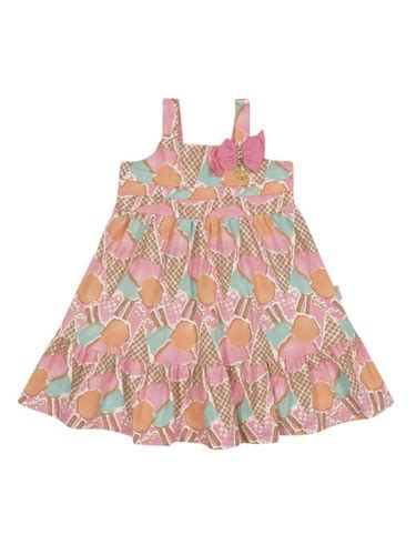 Vestido Infantil Sorvetes Com Alças Em Cotton Light Quimby Mercadolivre