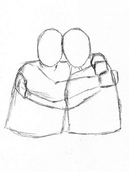 two people hugging drawing outline goimages name