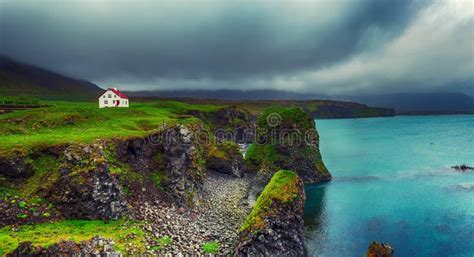 Lonely Icelandic House Stock Photo Image Of Overcast 143355496