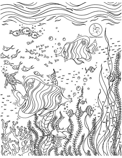 Coloring Page With Beautiful Underwater Scene Drawing By Megan