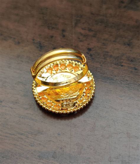 22k Solid Gold Coin Ring Vintage Designer Gold Coin Ring Ginni Coin