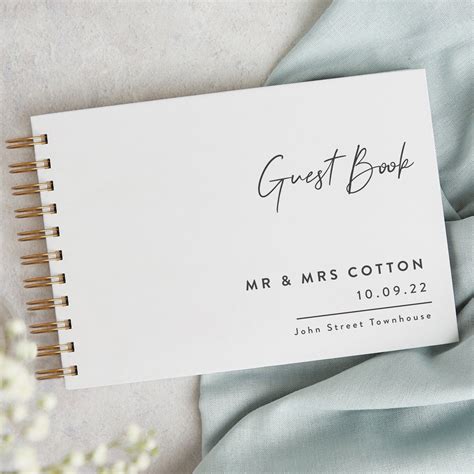 Personalised Wedding Guest Book Minimal Script Loom Weddings