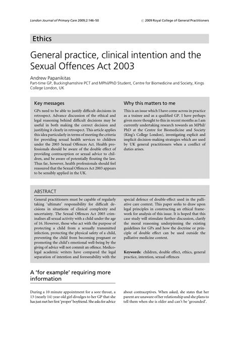 pdf general practice clinical intention and the sexual offences act 2003
