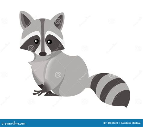 Cute Raccoon North American Raccoon Native Mammal Cartoon Animal