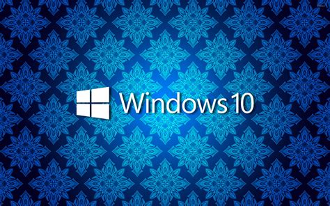 Windows 10 Text Logo On Blue Vintage Pattern Wallpaper Computer Wallpapers 45271