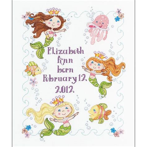 Plaid / bucilla corporation size: Counted Cross Stitch Kit - Mermaid Bay Birth Record ...