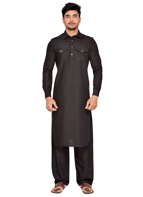 Buy Black Art Silk Pathani Set Eid Party Wear Pathani Set Online