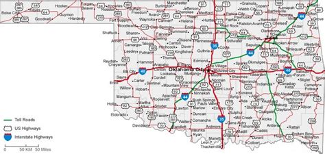 Oklahoma State Road Map With Census Information