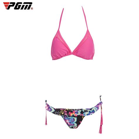 Summer New Sexy Pink Women Swimsuit Padding Floral Pattern Triangle