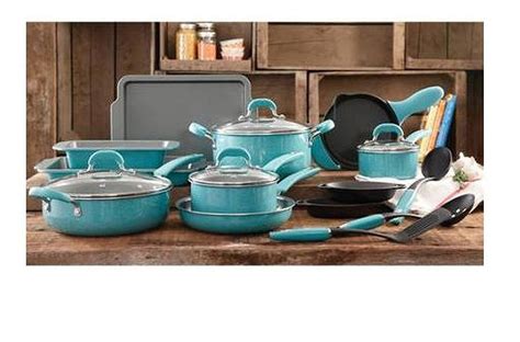 The Pioneer Woman Vintage Speckle 20 Piece Blue Cookware Pans Pots