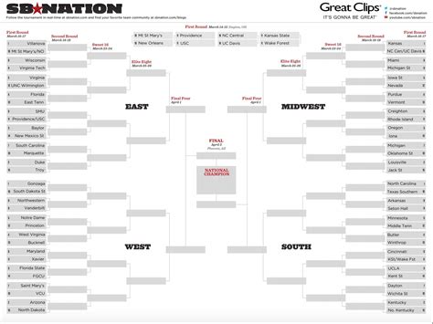 A Printable Ncaa Tournament Bracket Just For You Ncaa Bracket Ncaa