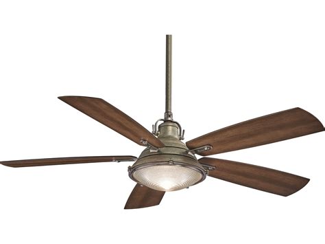 This ceiling fan doesn't just circulate air—it turns heads. Minka-Aire Weathered Aluminum 56'' Wide Two-Light Outdoor ...