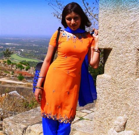 Indian Girls Salwar Kameez Indian Beauty Blue Orange Women Girl Most Beautiful Tights