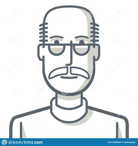 Avatar Of A Bald Man With A Mustache Stock Vector Illustration Of