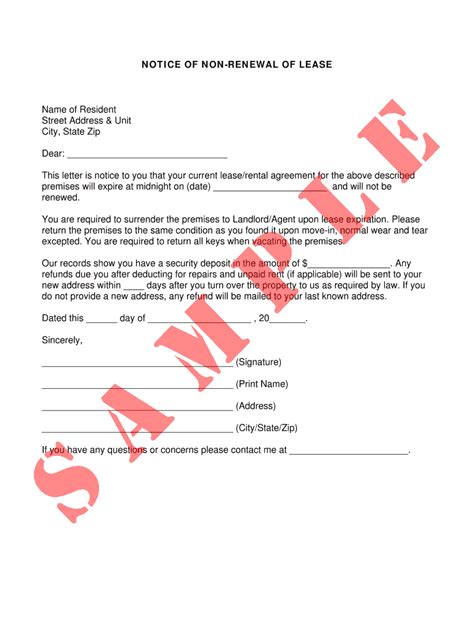 The written notice can be a simple hand written letter stating you are/are not renewing the lease effective your effective date. Non Renewal Letter - Fill Out and Sign Printable PDF ...
