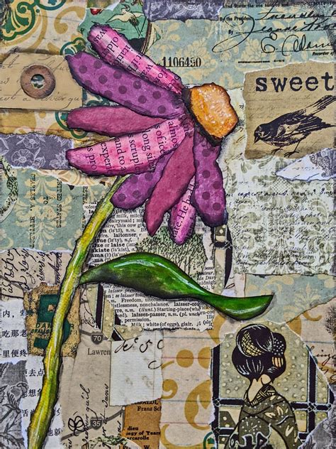 Collage Flower Collage Art Mixed Media Paper Collage Art Mixed