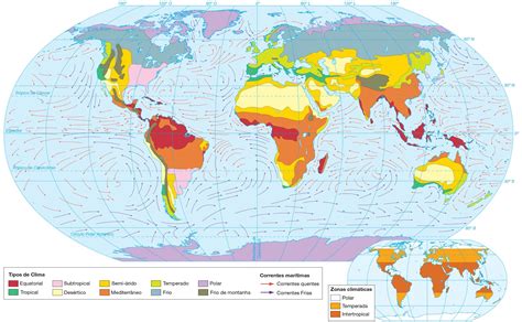 Ab Vetor Mapa Mundi Zonas Climáticas E Correntes Marítmas