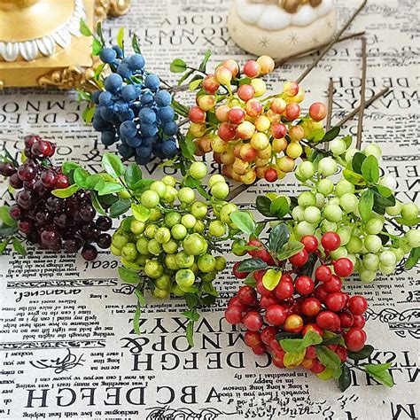 New Multi Color Realistic Artificial Flowers Foam Berries Fack Fruit