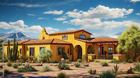 New Ranch Gold And Mustard Yellow Stucco Home In Tucson Arizona Usa