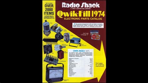 1974 Radio Shack Qwik Fill Electronic Parts Catalog Ae
