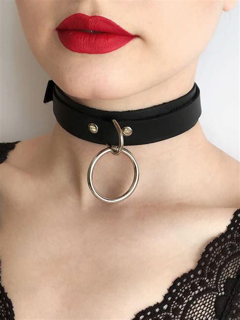 Brutal Choker With O Ring Leather Choker Collar With O Ring Etsy