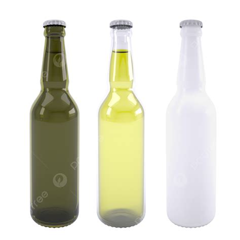 Three Bottles Of Beer Full Brown Froth Party Png Transparent Image