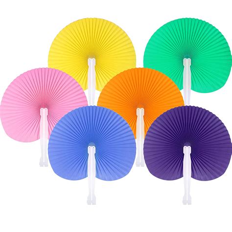 Buy Konibn 72 Pack Folding Fans Paper Fans Round Shaped Wedding Hand