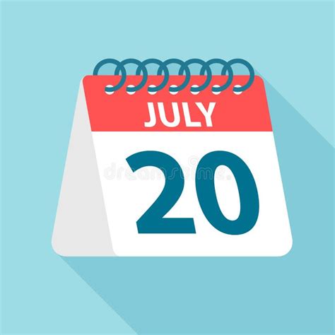 July 20 Day On The Calendar Stock Vector Illustration Of Flat