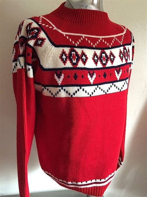 Vintage Apparel Mens 80s Ski Sweater Acrylic By Freshandswanky 32