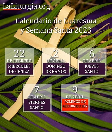 Cuaresma 2023 Calendario De Cuaresma Y Semana Santa